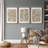Minimal Botanical "Neutral Beige Rustic Botanical Floral Artwork, Vintage Simple Wildflower Living Room Pictures, Framed Canvas Giclee Print 3 Pieces Wall Art" 16"x24"x3 pcs, 24"x36"x3 pcs-91874992-91874990