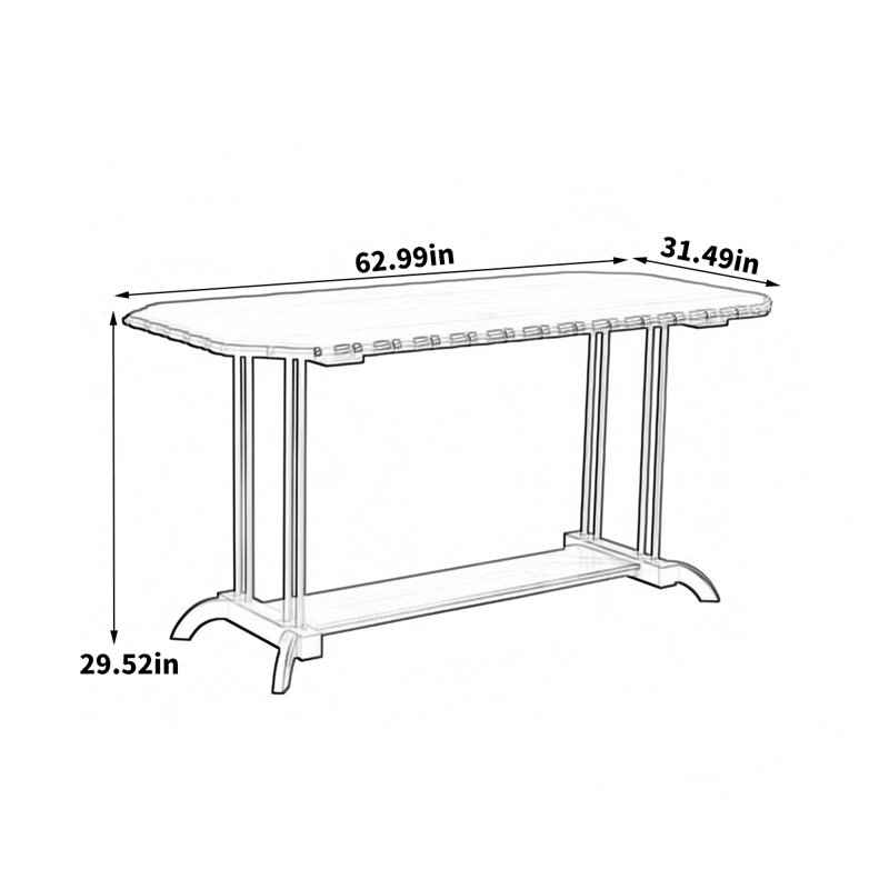 Table de salle à manger rectangulaire Vintage 31,49 po, H 29,52 po x L 62,99 po x l 31,49 po