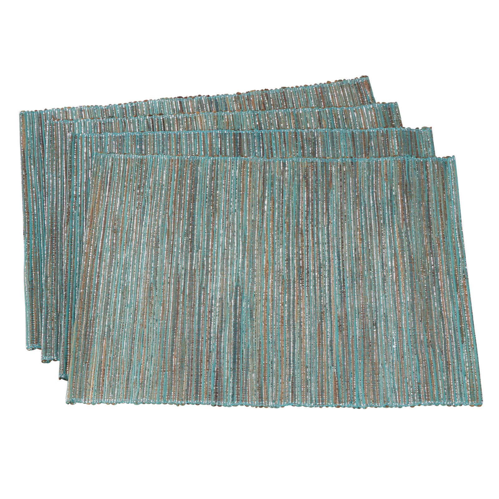 Bevis Shimmering Woven Nubby Texture 20" Placemat, Turquoise