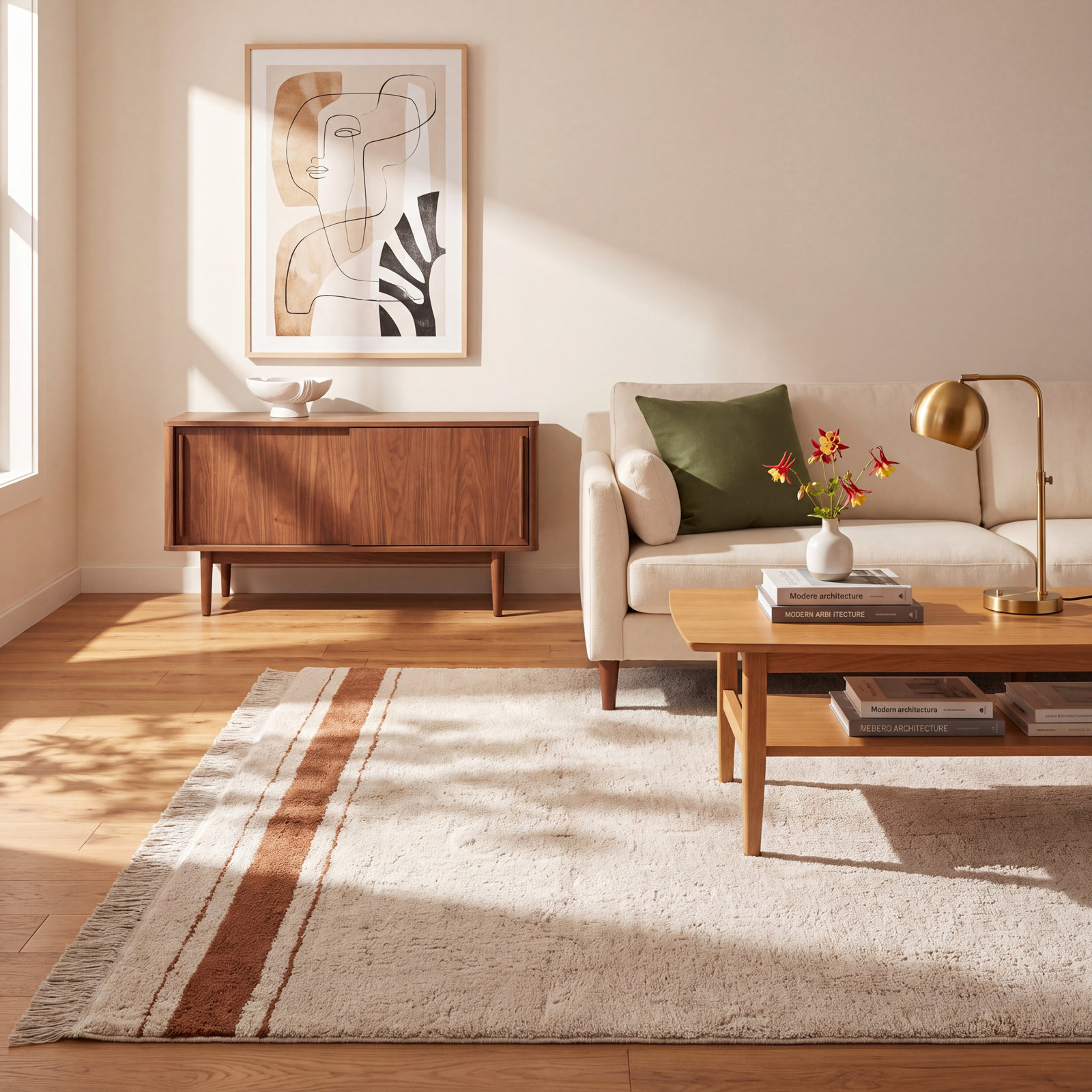 Little Chefs Natural Toffee Hand-Tufted Cotton Rug, Natural/Toffee, Rectangle 4'7" x 6'7"
