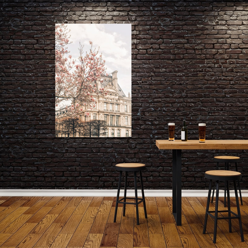Paris Spring Magnolia Elegant Romantic Abstract Magnolia Architecture City Wall Art Print 1 Piece Wrapped Canvas Wall Art
