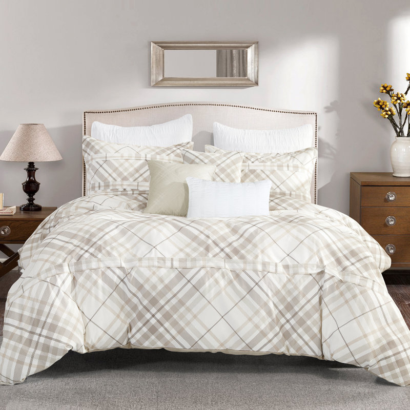 Fabia Contemporary Channel Checkered Comforter, King Comforter + 6 Additional Pieces