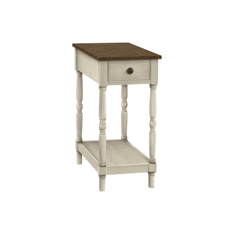 Table d'appoint traditionnelle à 2 niveaux avec tiroir de rangement, pour petits espaces et décor de chambre à coucher élégant