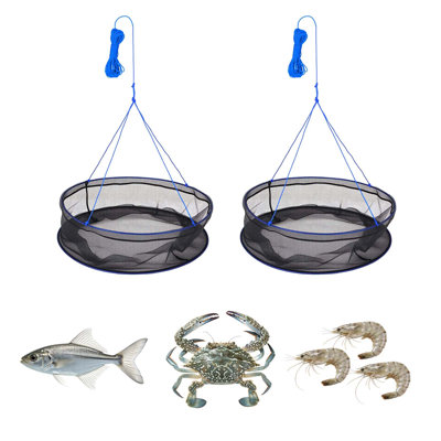 Filet de pêche pliable, filets de débarquement, filet portatif pour tirer le poisson, durable et adapté aux poissons, avec corde et sac de rangement, pour ménés, écrevisses, crevettes, crabe