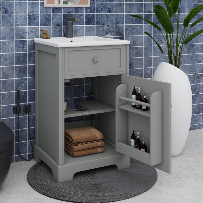 Meuble-lavabo 20 po avec lavabo 20 po, Gris