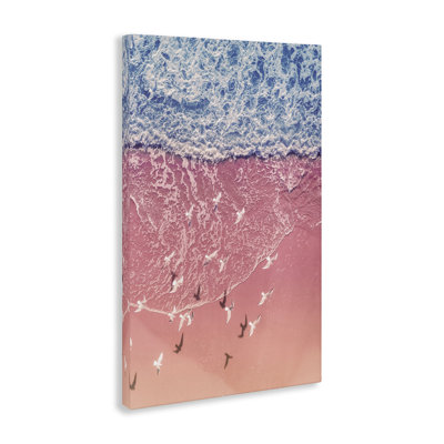 Art mural sur toile, "Mouettes aériennes sur la plage" par Nataly White