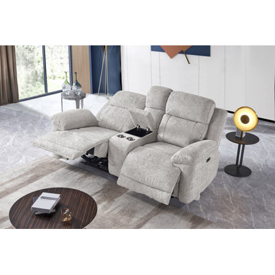 Upholstered Power Reclining Loveseat With Storage Console, USB Ports