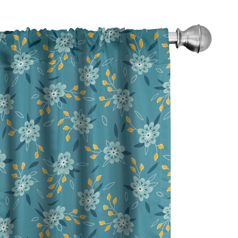 Spring Floral Semi-Sheer Rod Pocket Curtain Panels, 28" x 84"