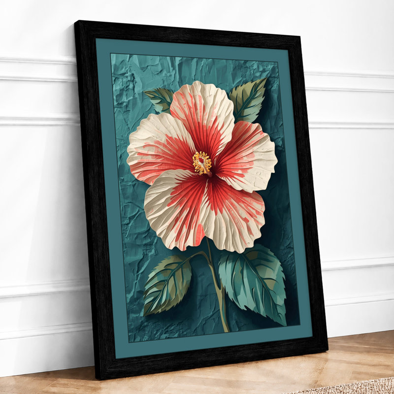 Hibiscus Study Botanical - Framed Print, A4 - 29.7 x 21.0 cm, Black