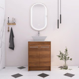 24 Inch Freestanding Bathroom Vanity With White Ceramic Vessel Sink & 2 Soft-Close Cabinet Doors