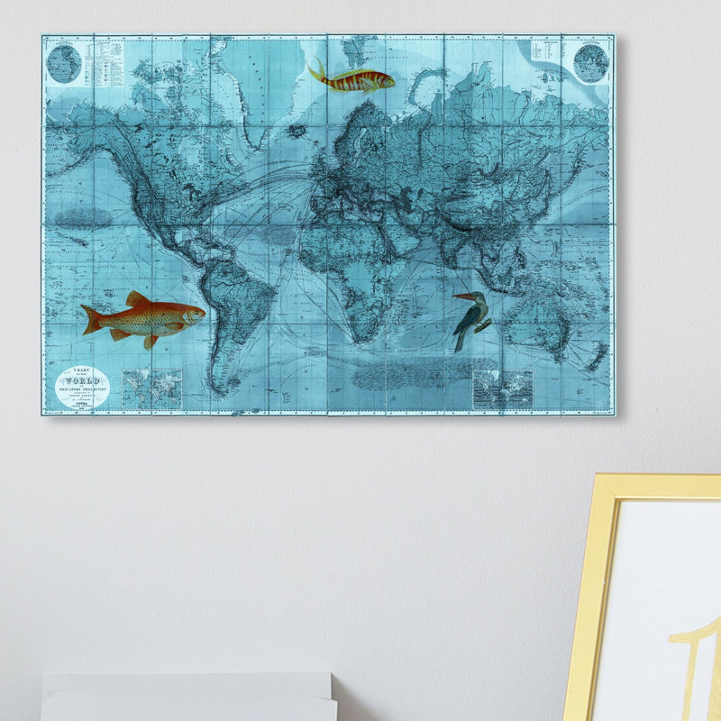« world mercators map 1863 », impression sur toile, H 10 po x l 15 po x P 1,5 po