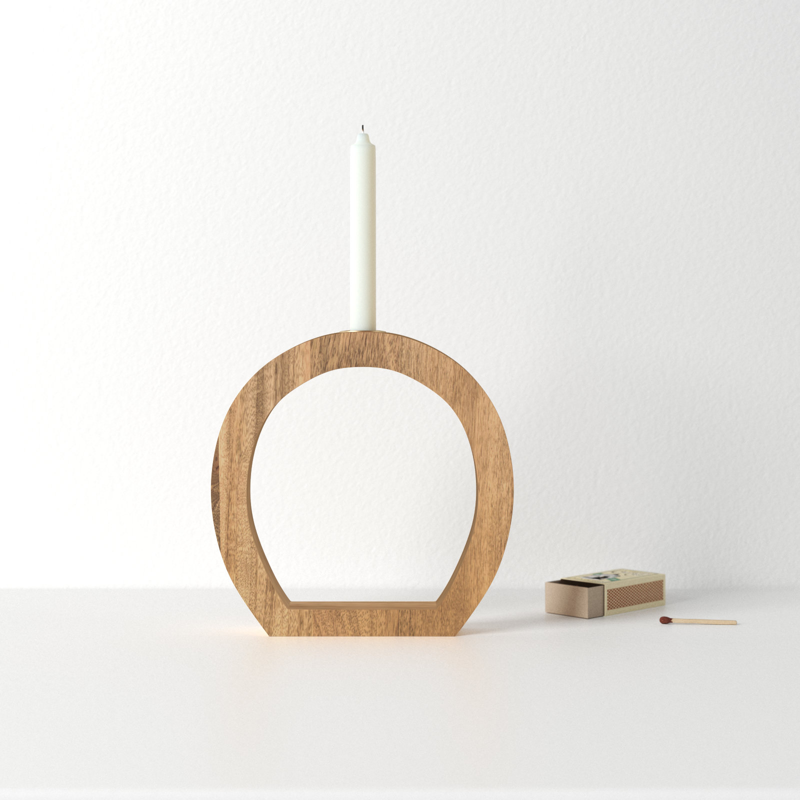 Femke 8" Wood Tabletop Candlestick
