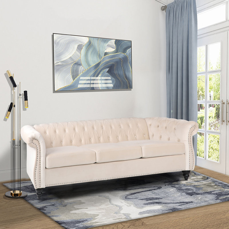Canapé rembourré 83,85 po Adedapo, Velours beige