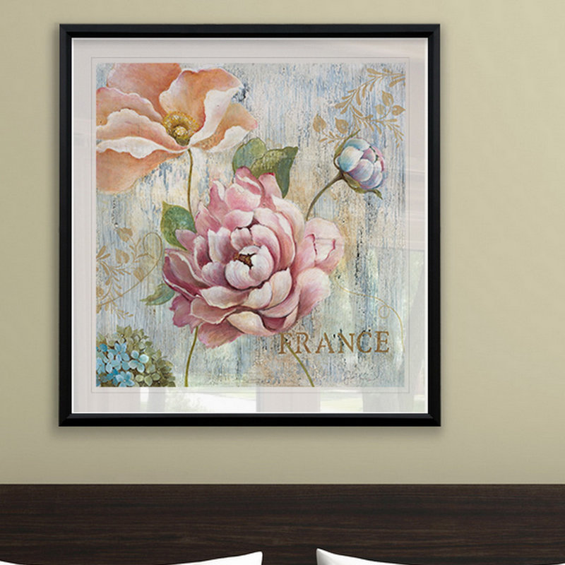 « jardin français », reproduction encadrée, H 30,5 po x l 30,5 po x P 1,5 po