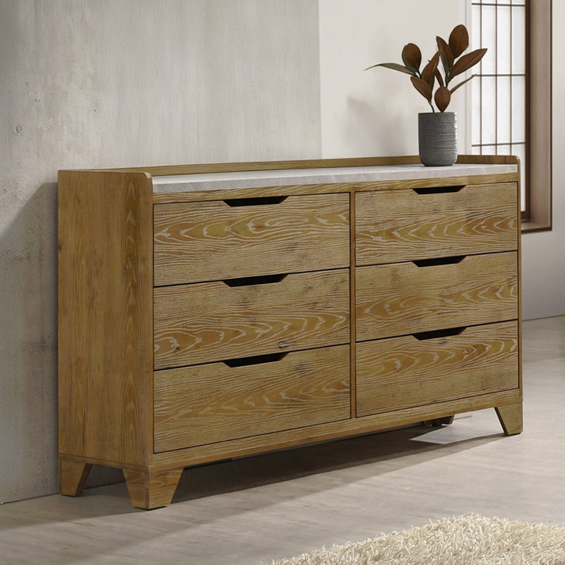 Commode et commode de rangement de chambre à coucher à finition brune transitionnelle avec tiroir en bois d'hévéa massif 1pc
