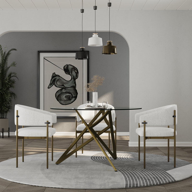 Chaises de salle à manger de luxe en velours avec accoudoirs, Tanné, Or brossé