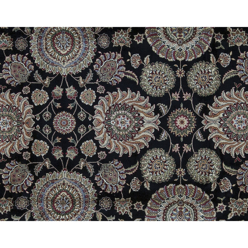 Tapis carré noir et noir de haute qualité noué à la main