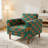 Green Patterned Upholstered Sofa With Solid Wood Frame And Natural Wood Legs(1-Seater)