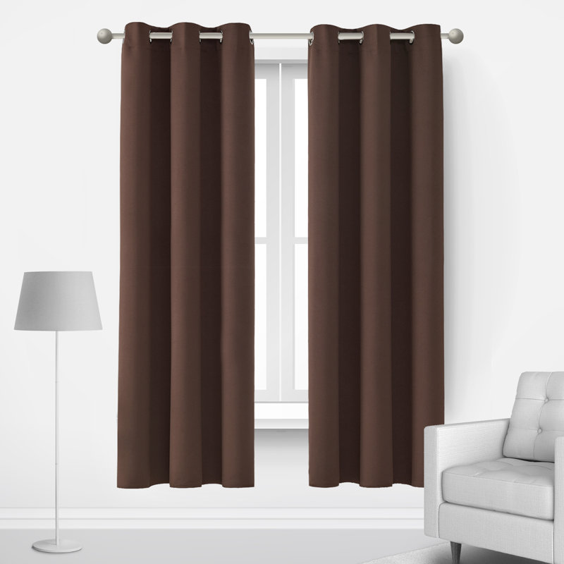Lompoc Room Darkening Grommet Curtain Panels, Chocolate, 42" W x 108" L