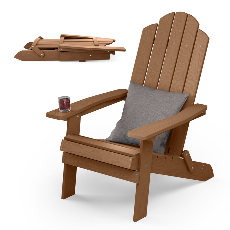 Fauteuil Adirondack pliable durable et surdimensionné toutes saisons pour installation facile et facile à entretenir avec support de charge de 400 lb pour le porche, le jardin, la cour, le patio, la terrasse, le foyer, le teck