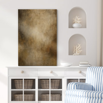 Earthy Brown Abstract Art – Pictures Framed Canvas Print Wall Art