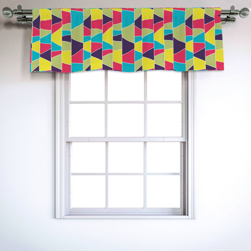 Colorful Mosaic Trapezoid Art Satin Rod Pocket Valance