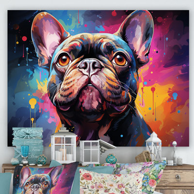 Chien, bouledogue français, fête IV - art mural chien