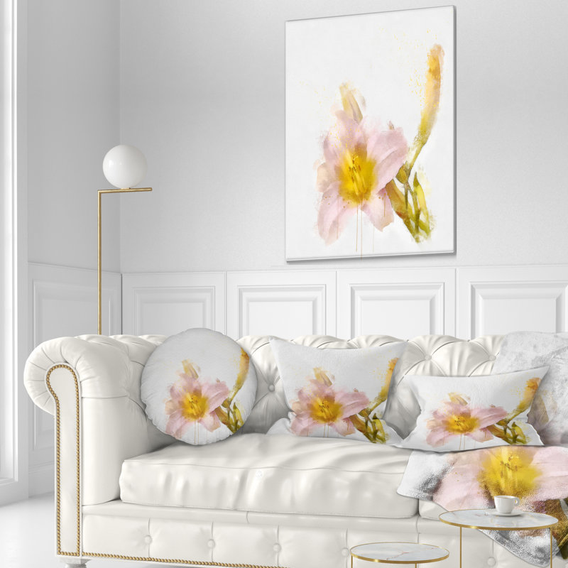 Coussin lombaire lily avec éclaboussures de couleur floral aquarelle