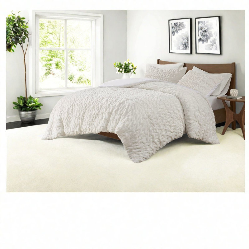 Ensembles de literie en fausse fourrure douillette, polyester moderne