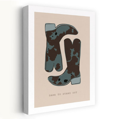 Dare To Stand Out Boots Rustic Vintage Wall Art Print 1 Piece Wrapped Canvas Wall Art