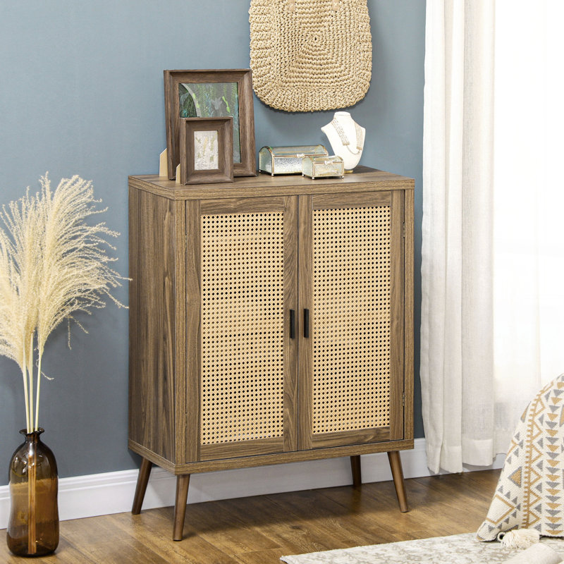 Buffet avec portes en rotin HOMcom, brun