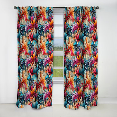 Vibrant Blue Flower Garden Elegance I - Rideau floral - Rideau occultant floral - 1 panneau