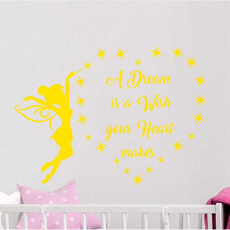 Décalcomanie murale un rêve est un voeu, Jaune