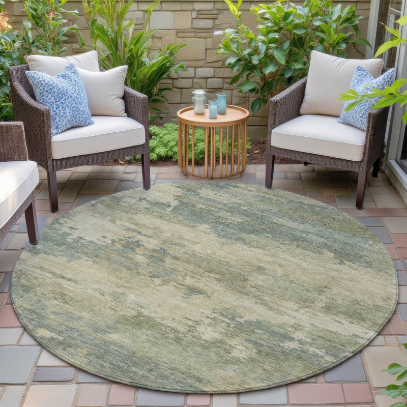 Tapis intérieur / extérieur lavable à la machine Xhevrie, Rond 8 pi
