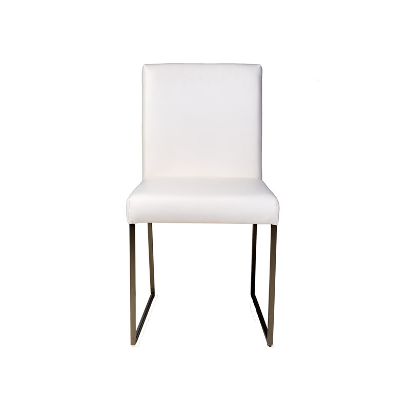 Tate 19'' H Faux Leather Upholstered Metal Side Chair, White