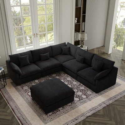 Canapé modulaire avec repose-pieds 6 pièces Elowen