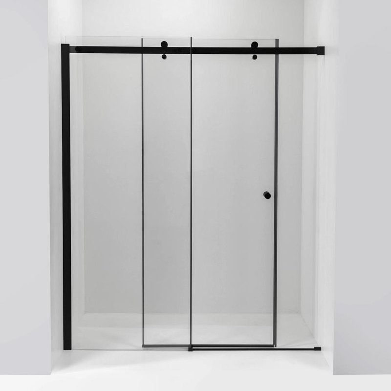 Porte de douche sans cadre Bypass, Noir, 48" x 72"