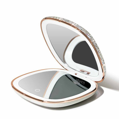 Mila 2 Luxe Compact Magnifying Makeup Mirror with LED Light, Rechargeable, 10x /1x Magnification, Tru-Glow Lighting System, Small Travel Mirror for Purses