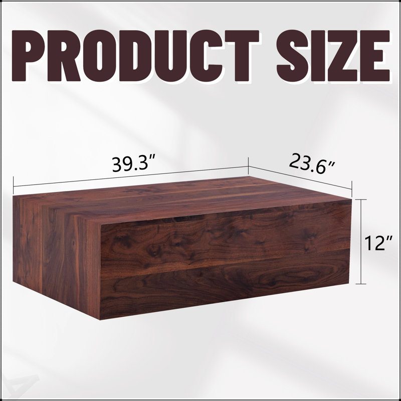 Table basse 39,3 x 23,6 x 12 po en bois aggloméré à grain de bois - Design luxueux, décor de salon parfait avec texture tendance