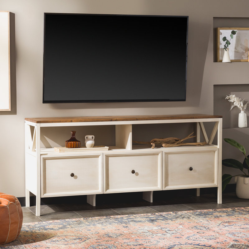 Lepe 60" 3-Drawer TV Stand for TVs up to 60", Rustic Oak/White Wash