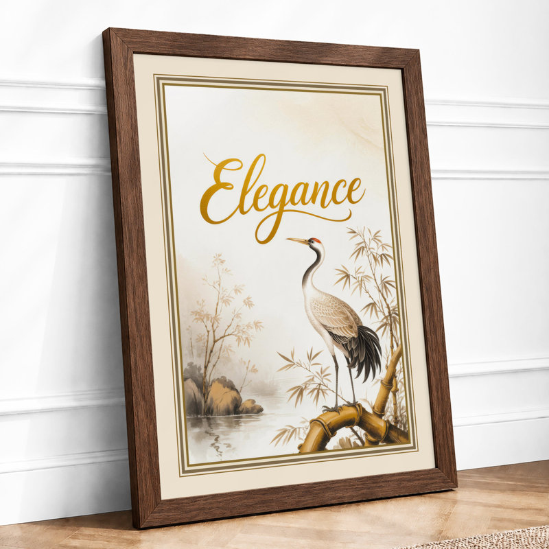 Elegance in Motion Japandi - Framed Print, Walnut, A4 - 29.7 x 21.0 cm