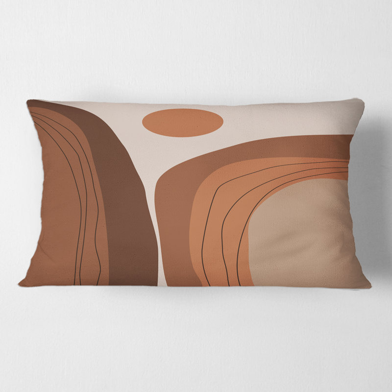 Rectangle, abstrait terre cuite coucher de soleil paysage de montagne - coussin décoratif moderne