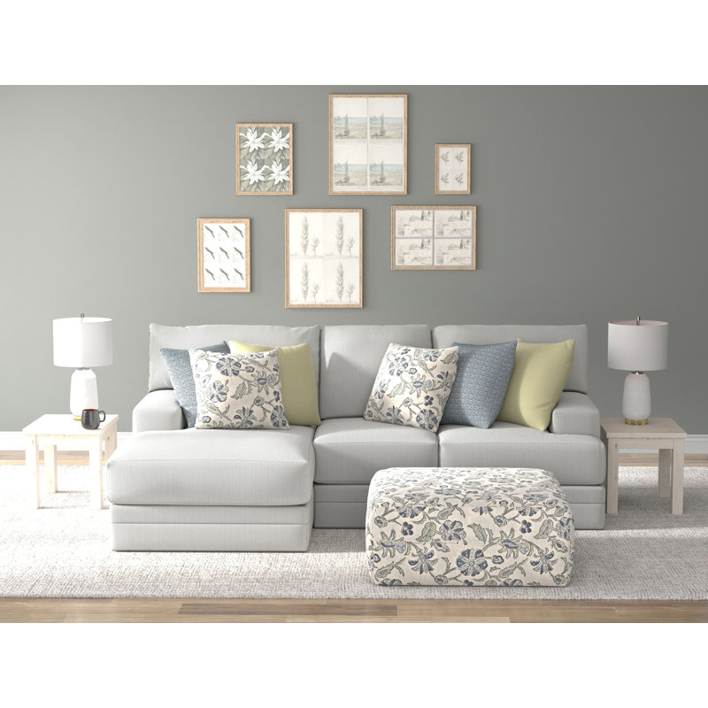 Youngblood - Méridienne 2 pièces avec siège à ressorts confortables, repose-pieds cocktail de 41 po et 6 coussins décoratifs inclus