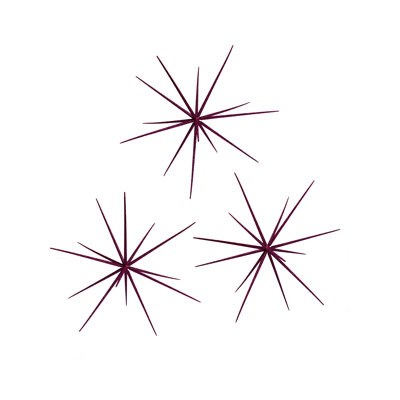 3 Pack of Starburst Ornament with Glitter