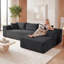 Canapé modulaire 110,5 po avec sièges profonds et dossiers confortables, accoudoirs confortables beige-1543201420