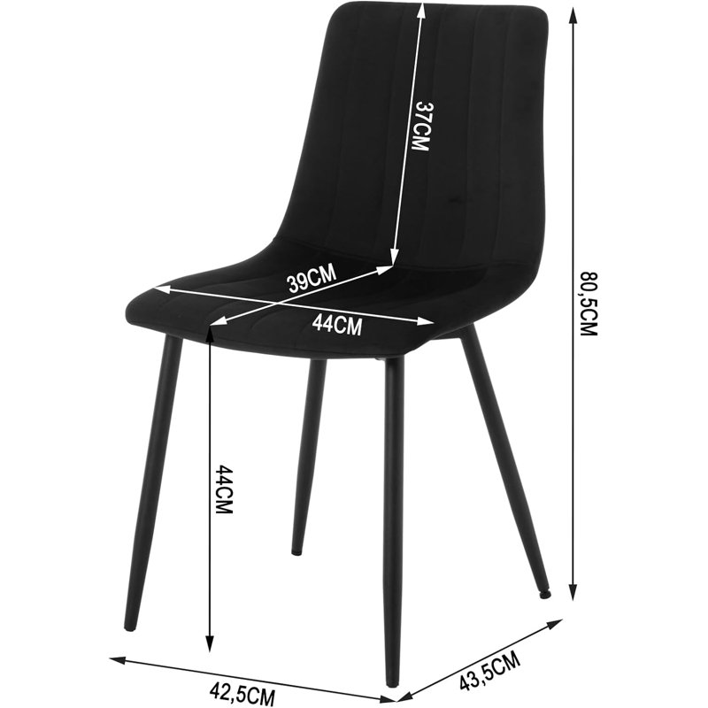Aghaboy 44cm H Velvet Upholstered Side Chair, Black