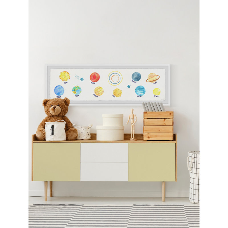 Pretor Planets Line Up - Single Picture Frame Painting, 38cm H x 114cm W