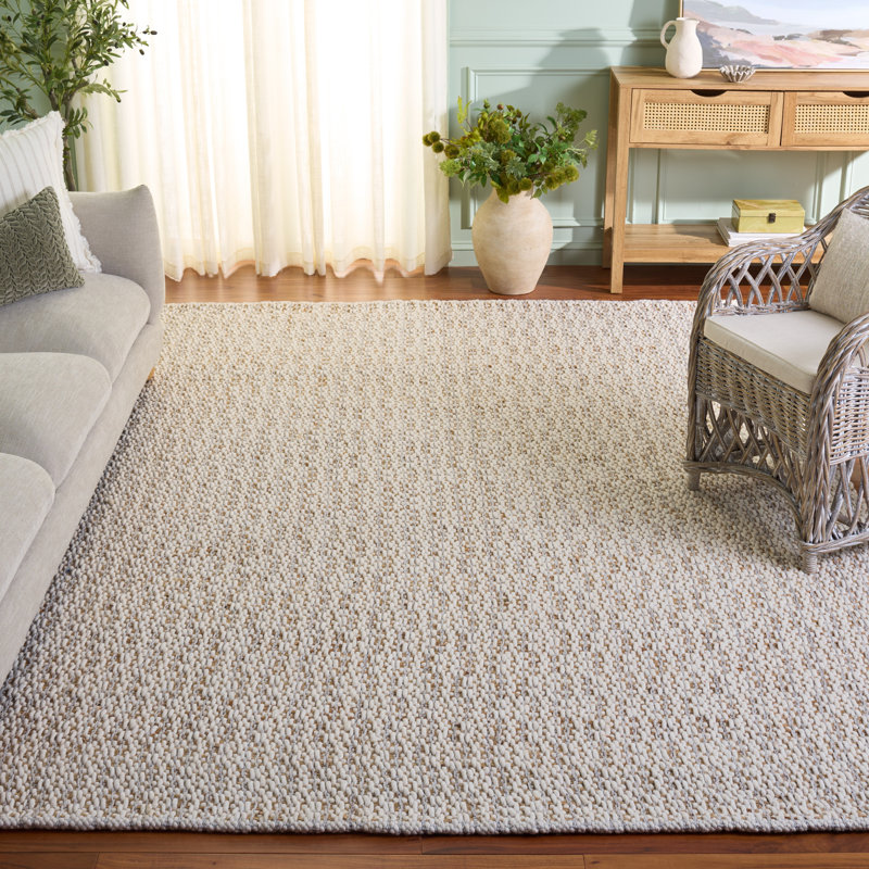 Natural Fiber 225 Hand Loomed Jute/Wool/Pet No Pattern Rug in Natural/Silver, Rectangle 8' x 10'