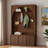 Retro Arched Hall Tree With Adjustable Shelves, Bench, Cabinets, Coat Rack And Open Shelving-1521901446