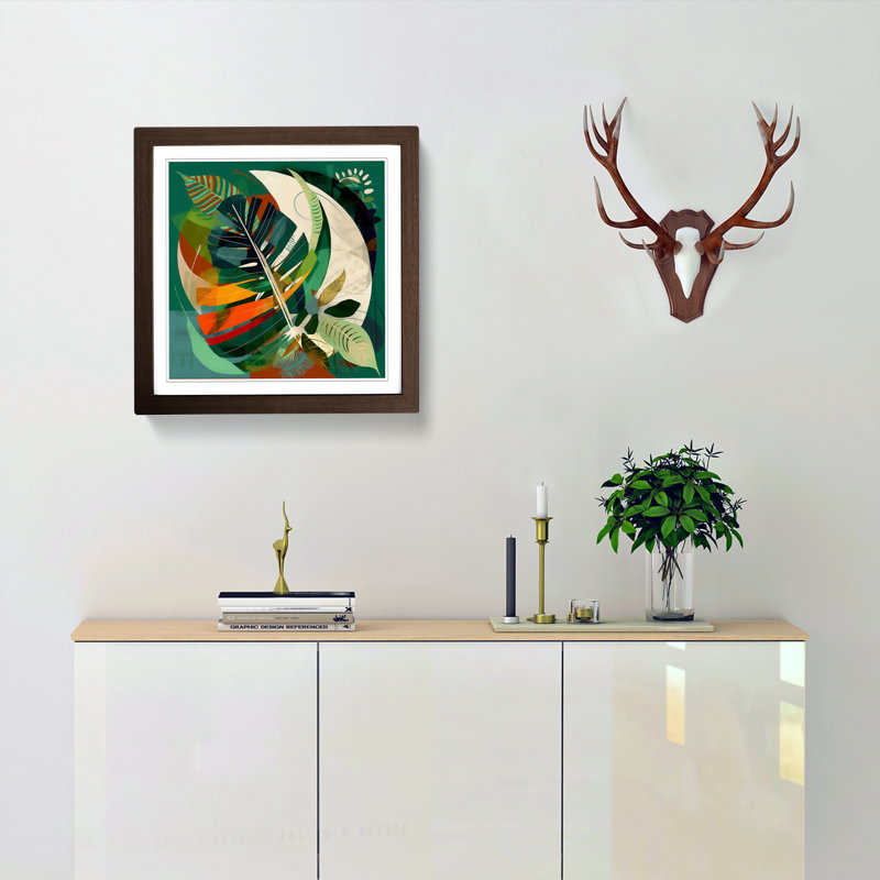 Tropical Leaf Constructivism No.2 - Framed Print, Walnut
